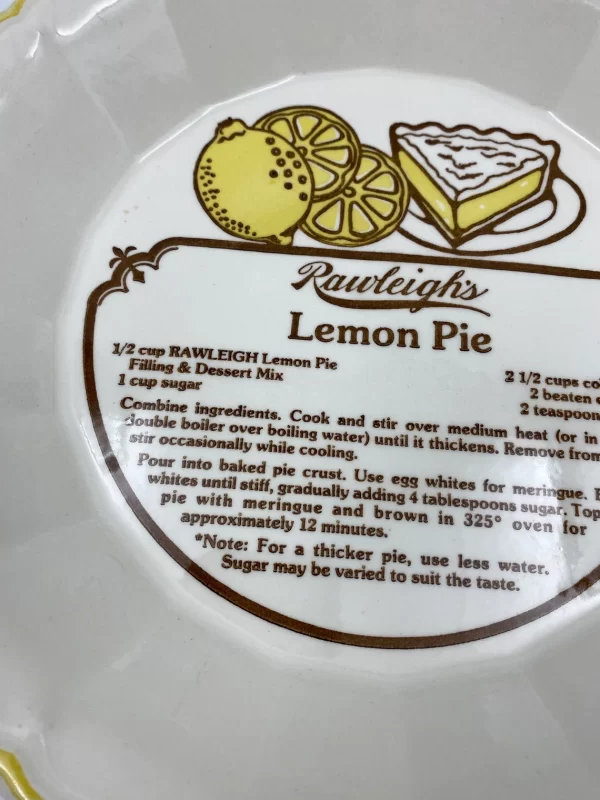 ceramic pie dish with recipe close inside