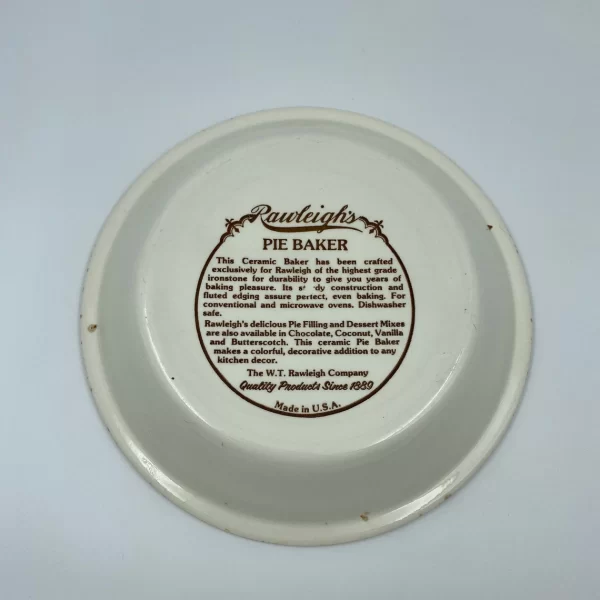 ceramic pie dish with recipe back