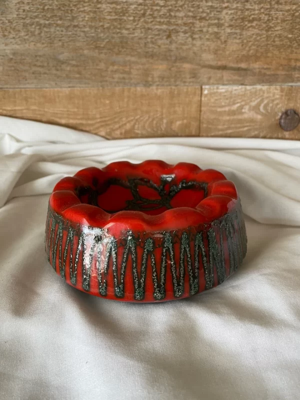 Red lava ceramic ashtray standard view