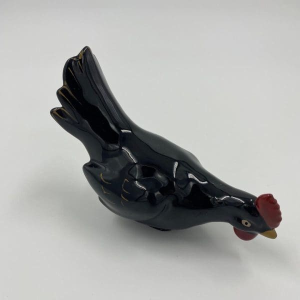 black ceramic rooster top view