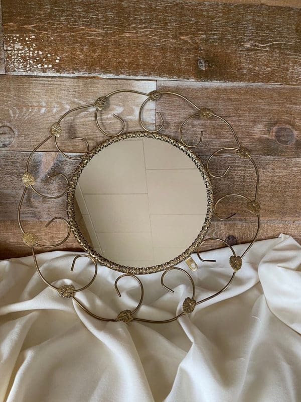 vintage brass framed mirror front leaf framed design