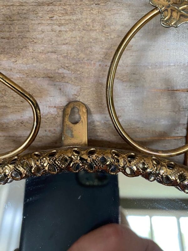 vintage brass framed mirror hanging hook