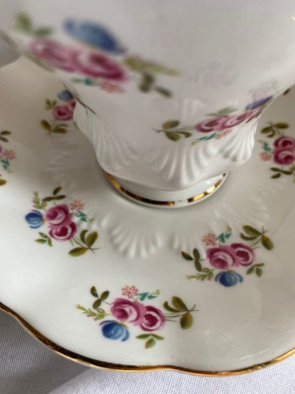 Royal Albert bone china tea cup floral pattern closeup of saucer