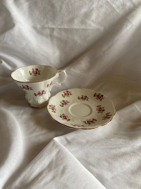 Royal Albert bone china tea cup floral pattern showing both tea cup and saucer