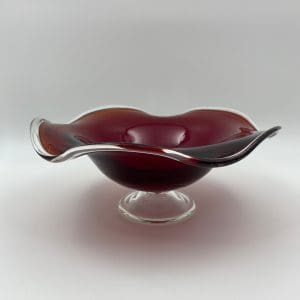 vintage glass compote red bowl clear base