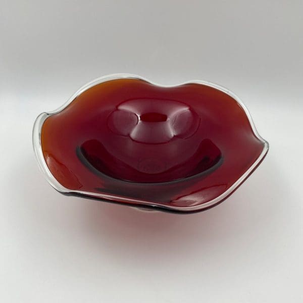 vintage glass compote deep ruby red bowl