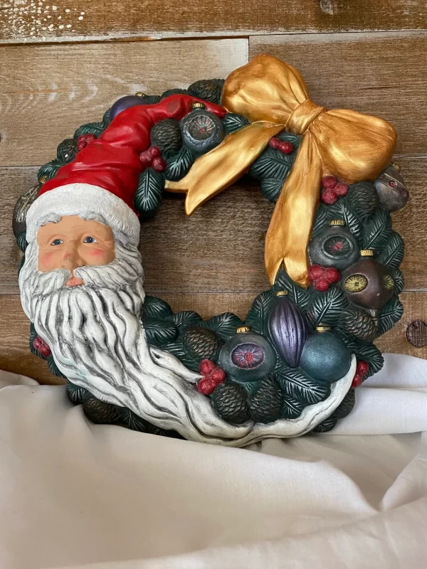 vintage Santa wreath ceramic