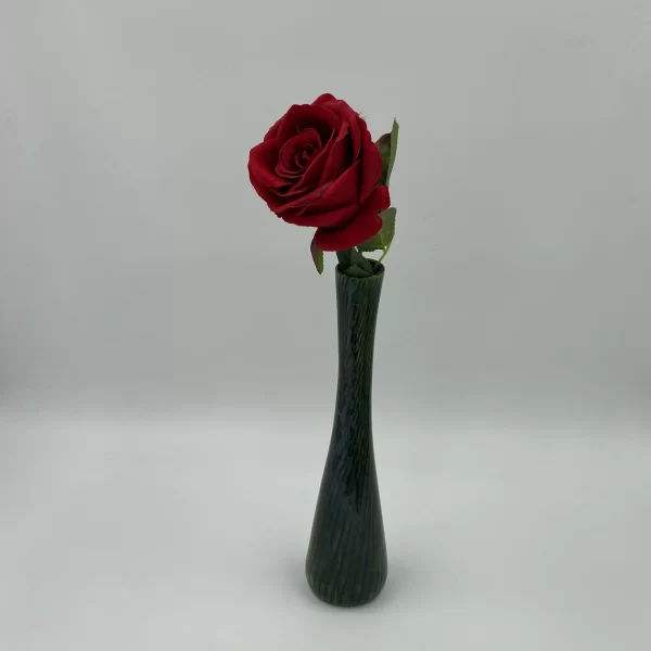 shawnee pottery vase with red rose