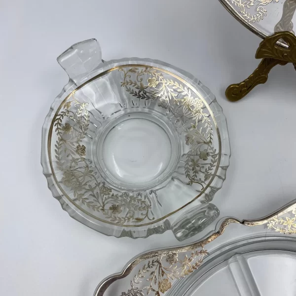 silver overlay glass close of handled dish