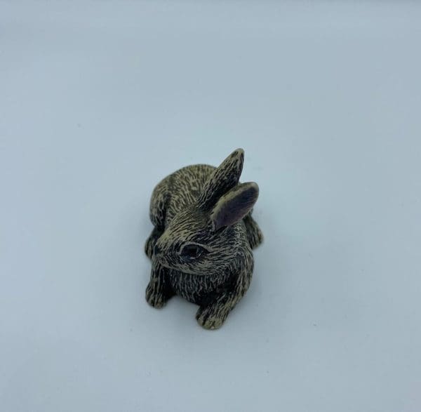 vintage soapstone carvings gray and black bunny rabbit