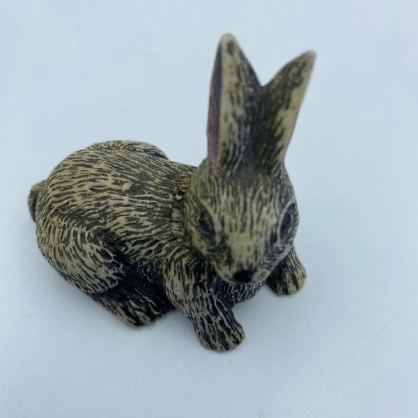 vintage soapstone carvings detailed bunny rabbit