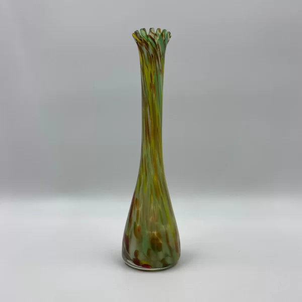 stretch glass vase green red yellow