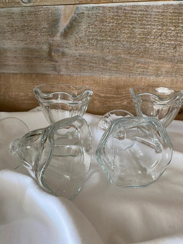 vintage glass sundae dishes clear pressed glass