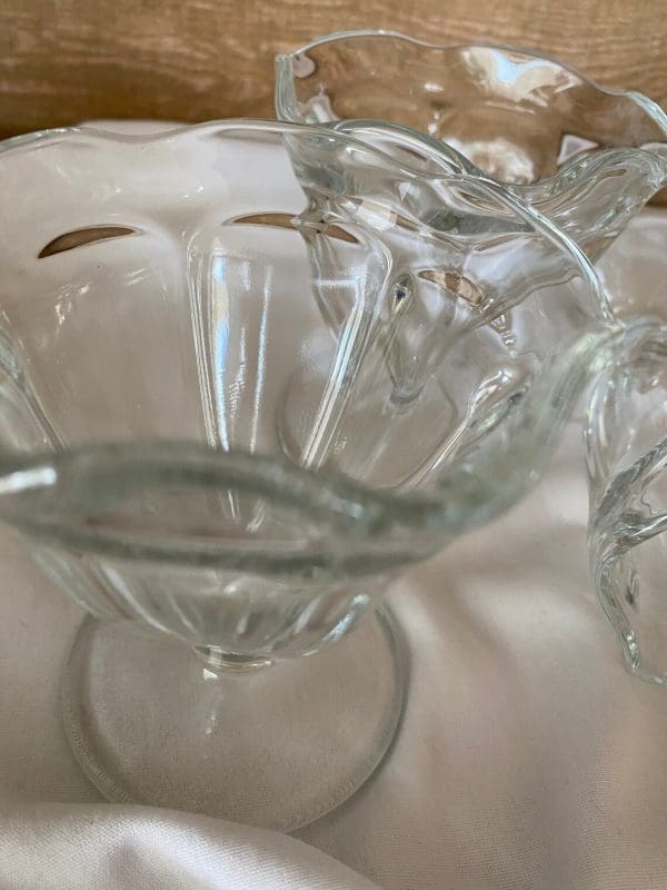 vintage glass sundae dishes top close