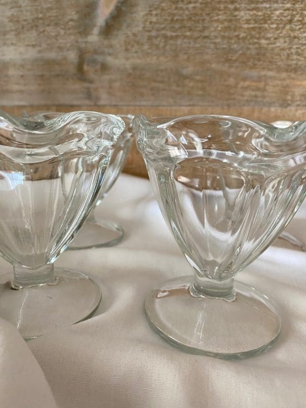 vintage glass sundae dishes paneled sides and pedestal base