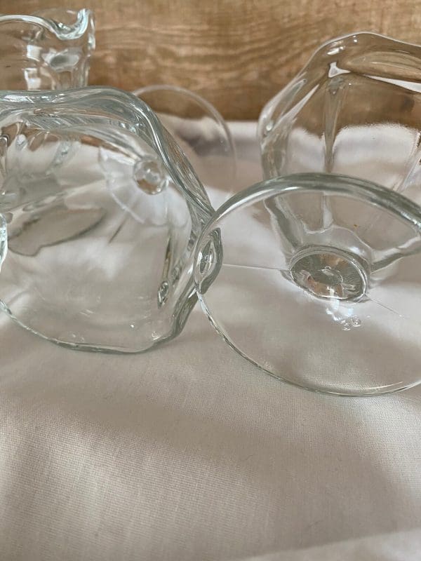 vintage glass sundae dishes bottom and top