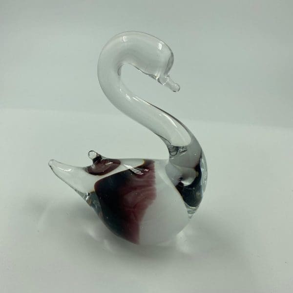 vintage handblown glass swan left side