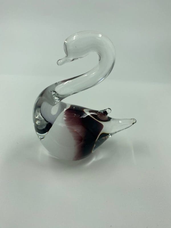 vintage handblown glass swan close of left side