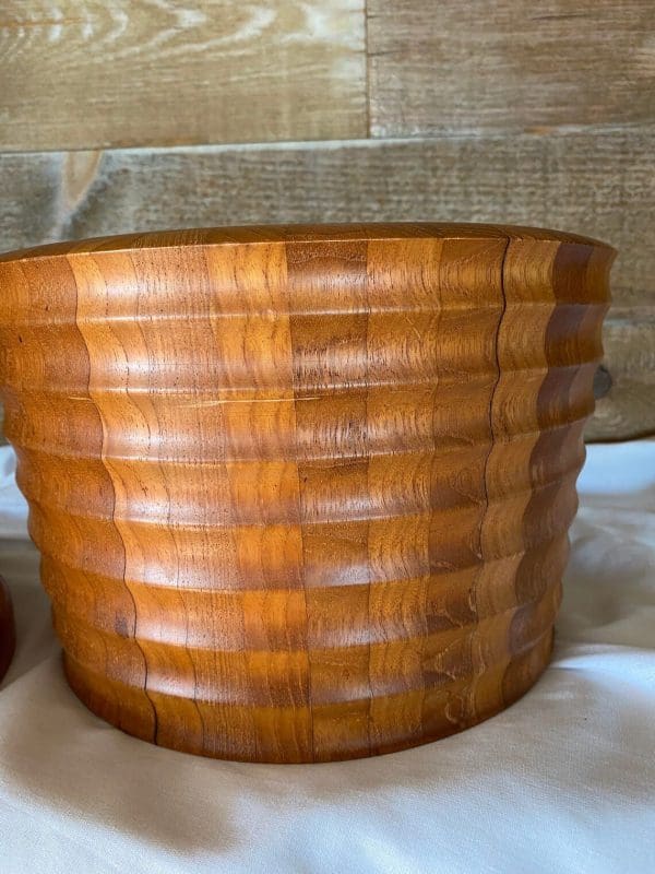 vintage wood ice bucket teak wood