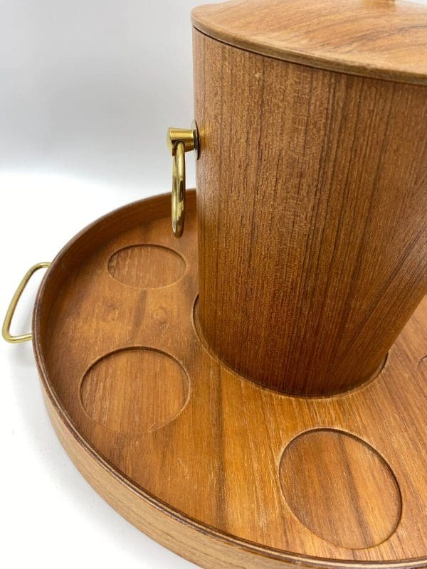 teak ice bucket brass handles