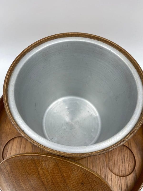 teak ice bucket inside