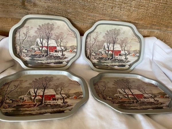 vintage Christmas serving tray fronts