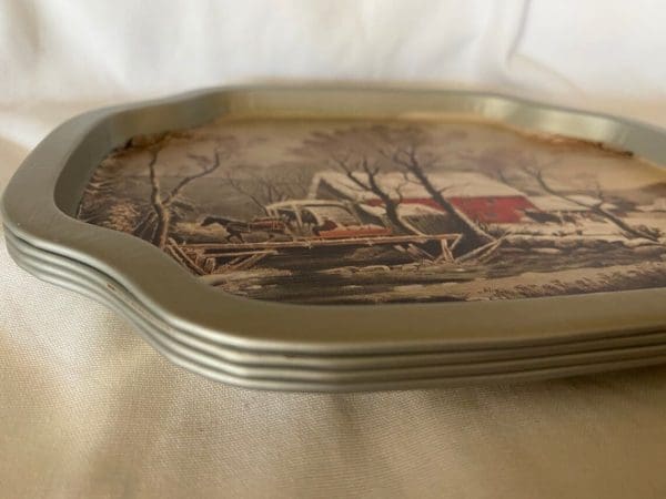 vintage Christmas serving tray stacked