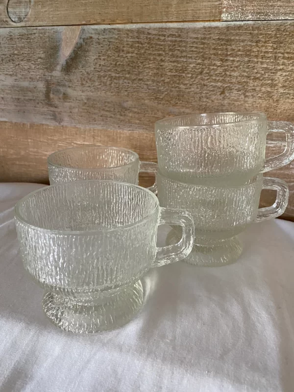 vintage glass coffee mugs two stacked