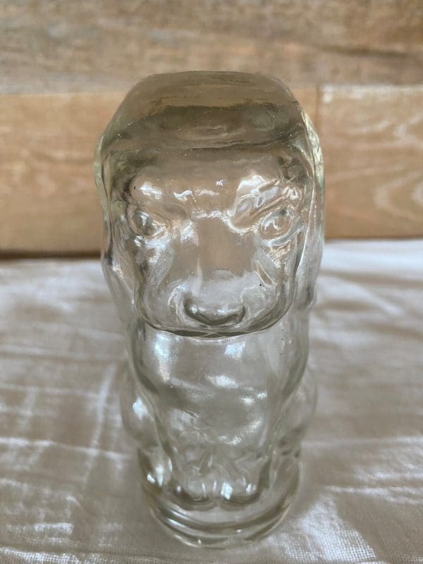 dog shape jar face clear glass