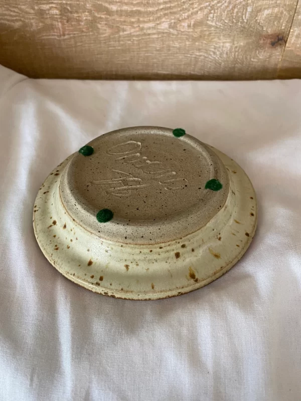 Vintage pottery ashtray signed Owens 1978 brown and beige bottom