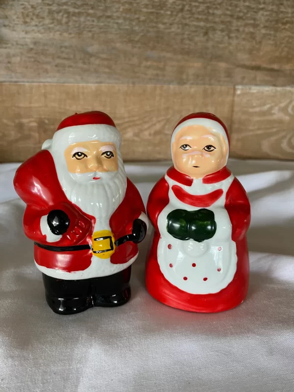 Vintage Christmas salt and pepper shakers Santa Claus and Mrs. Claus together