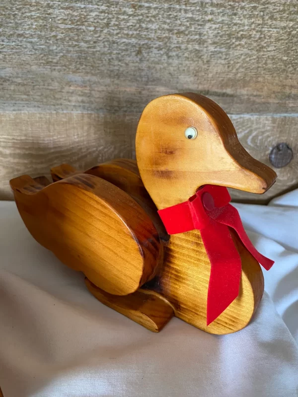 vintage wood Christmas decorations close duck