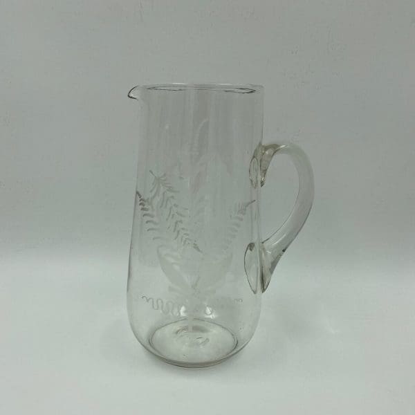 vintage glass pitcher fern etched