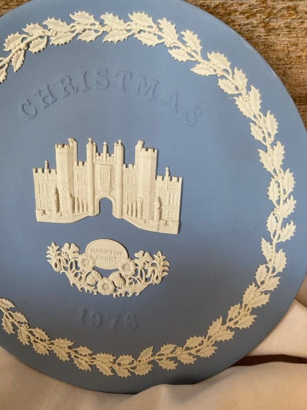 Wedgwood Christmas plates embossed detail front