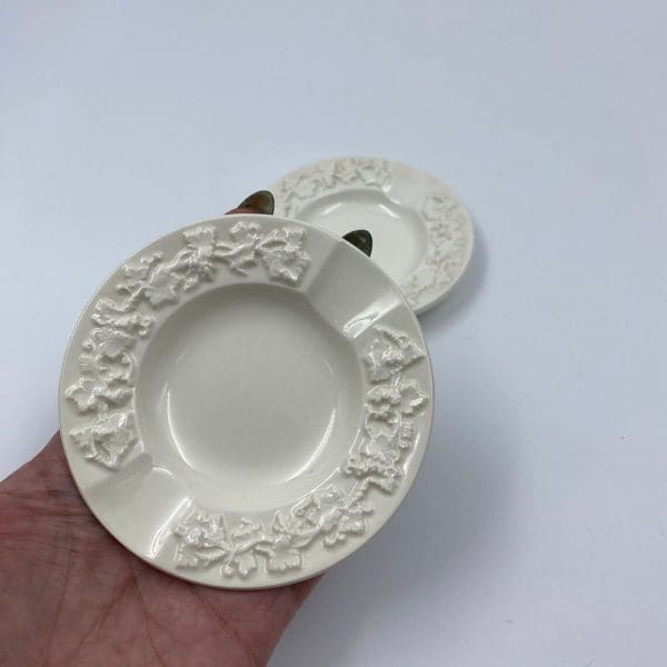 Wedgwood ashtray 1960s vintage ivory porcelain showin in hand