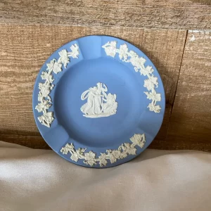 blue Wedgwood ashtray front