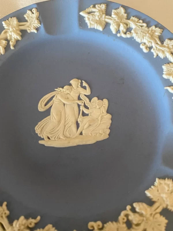 blue Wedgwood ashtray close