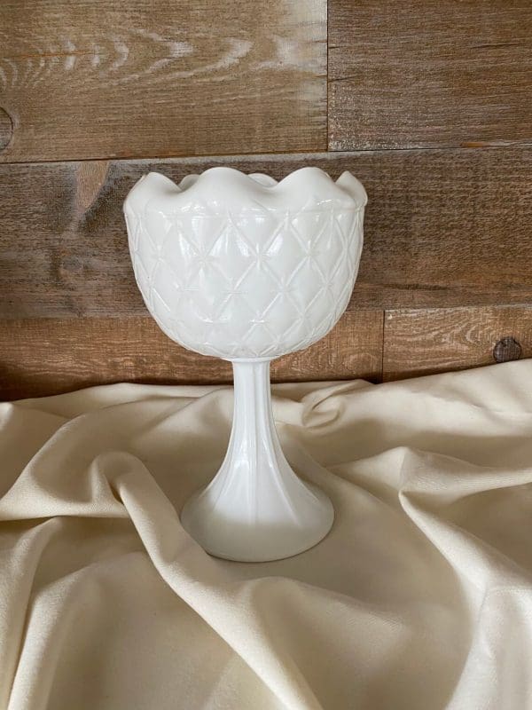 milk glass vase front