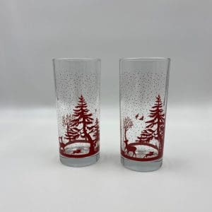 vintage glasses with red trees front