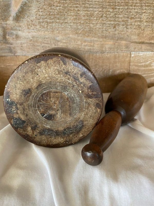 vintage wood mortar and pestle bottom