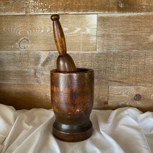 vintage wood mortar and pestle large size