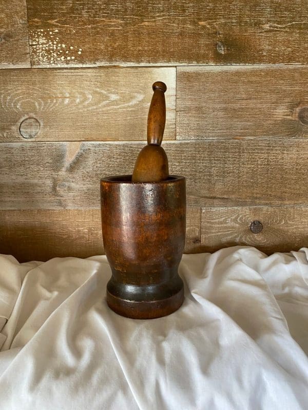 vintage wood mortar and pestle antique decor