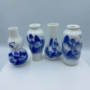 vintage blue and white porcelain four