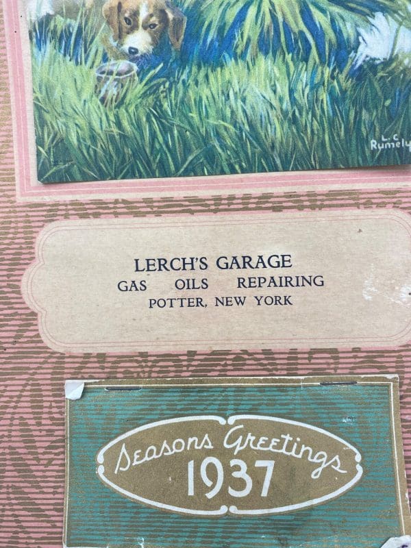 vintage calendar 1937 New York Garage Lerch's Garage Potter NY