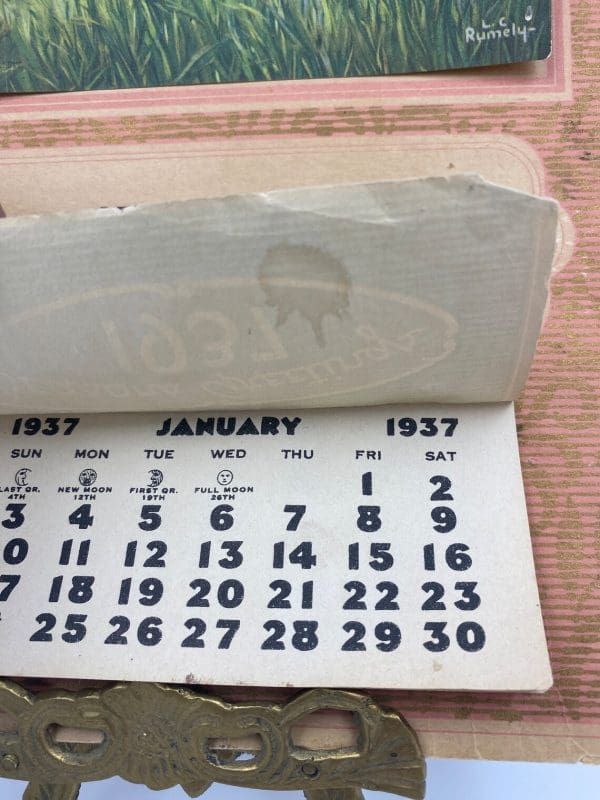 vintage calendar 1937 New York Garage showing unused