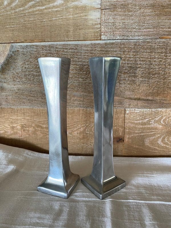 metal candle holders vintage pair aluminum