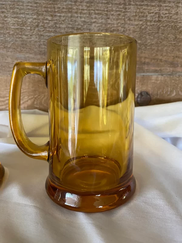 glass beer mugs close of one of pair