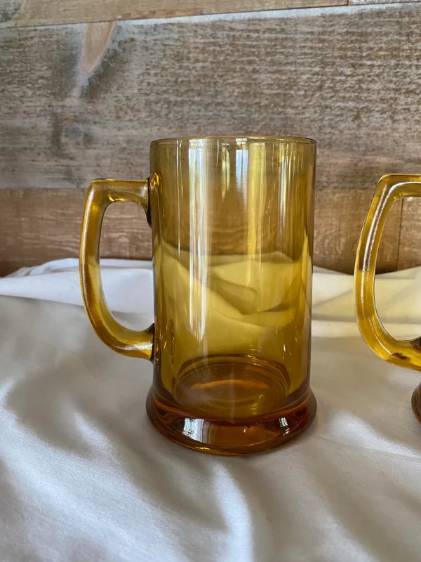 glass beer mugs close of two of pair