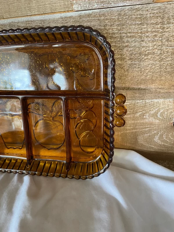 amber glass tray right handle