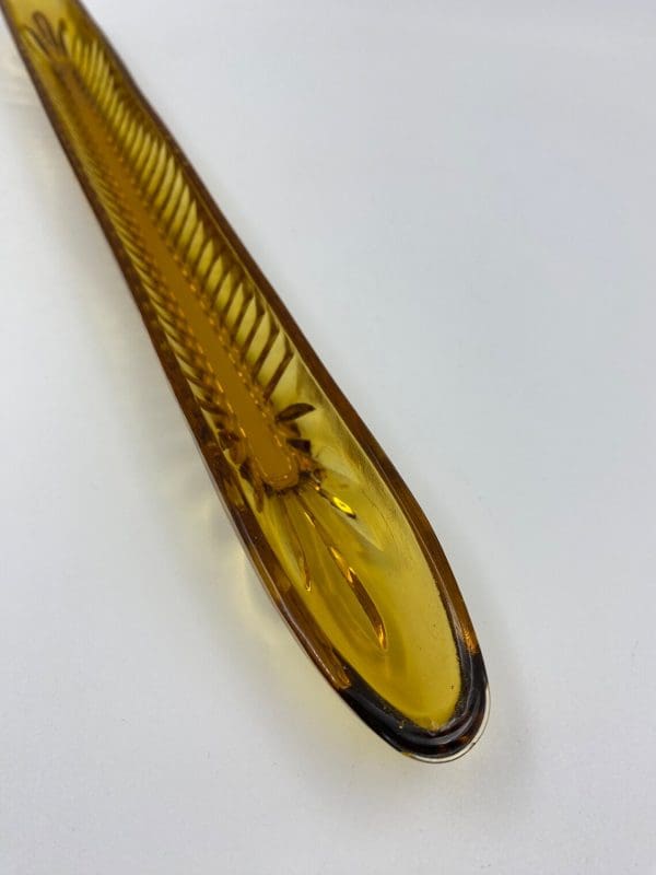 olive serving tray amber glass end